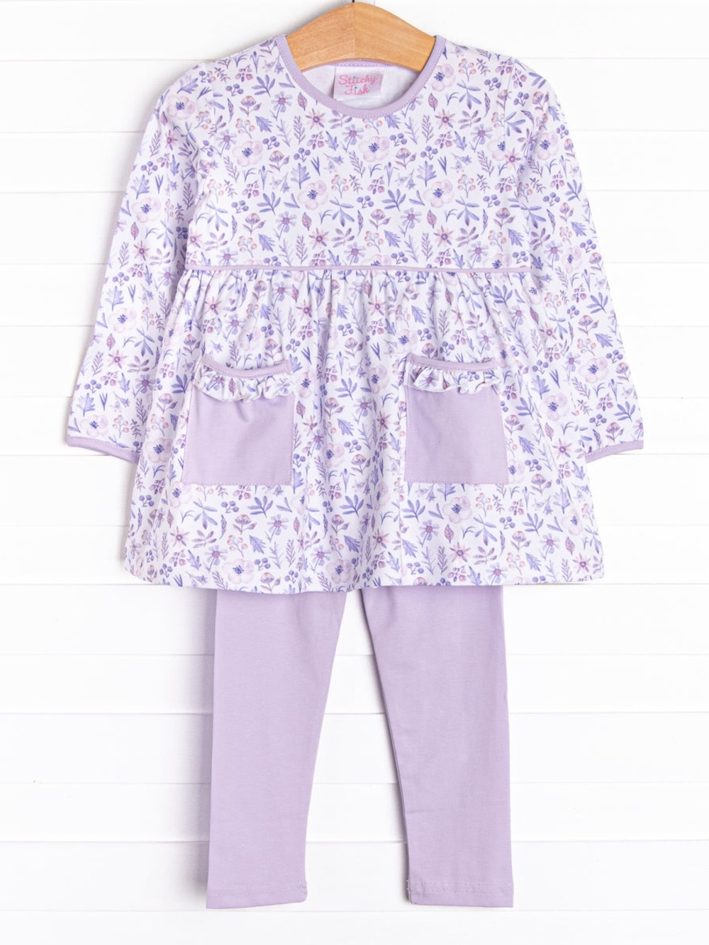 Stitchy Fish floral set i LilacYou Leggings dress top long sleeve ruffle toddler